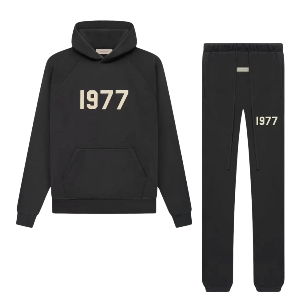 Fear of God Essentials 1977 Iron Schwarz Komplettset